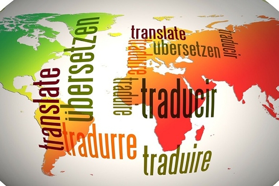 global map with words in different languages