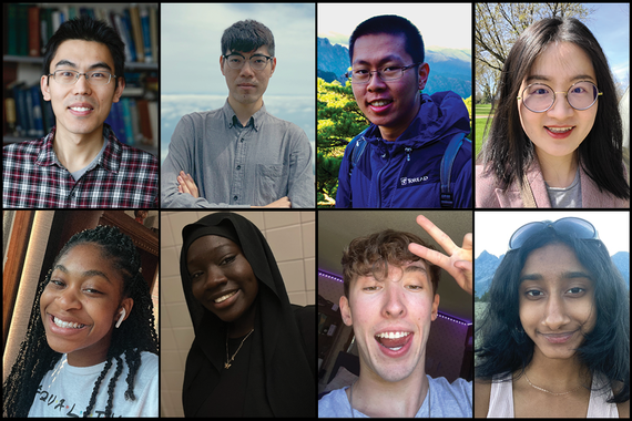 A collage of eight portrait images of smiling faculty and student program participants 