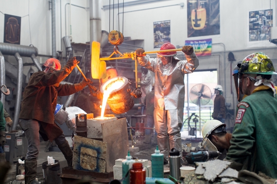 Metal pour at CLA Foundry