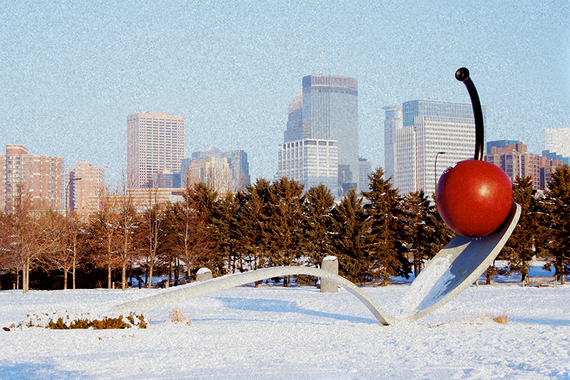 Photo Displaying Cherry Statue with Visual Snow Overlay