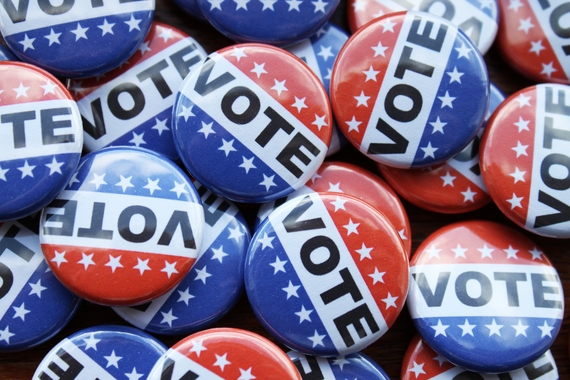 Red, White, and Blue "vote" buttons