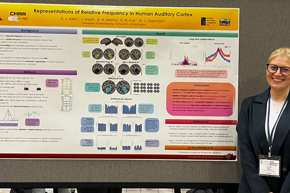 Emily Allen and the poster Representations of Relative Frequency in Human Auditory Cortex