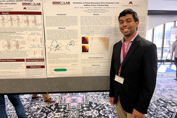 UMN sophomore and Goldwater scholar Dilshan Rajan presenting his latest research.