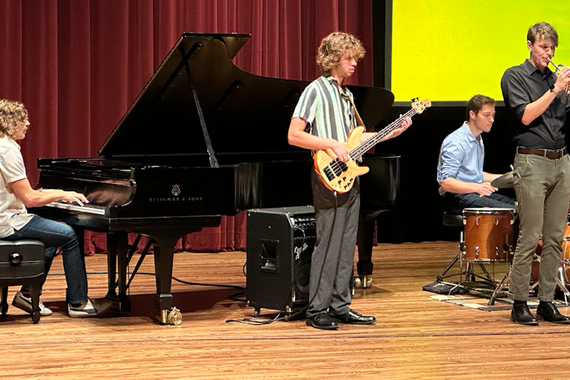 A jazz combo performs during the School of Music Convocation