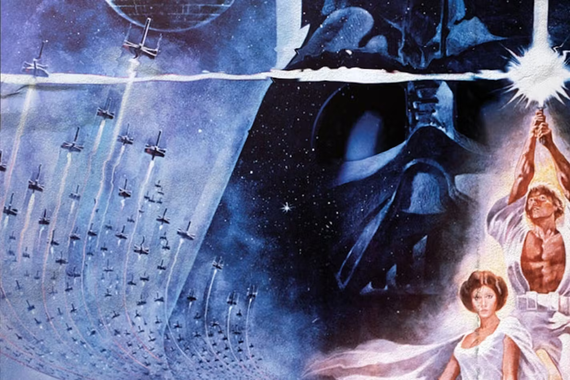 A detail from a poster for the 1977 blockbuster “Star Wars: A New Hope," now available in Ojibwe. (Lucasfilm)