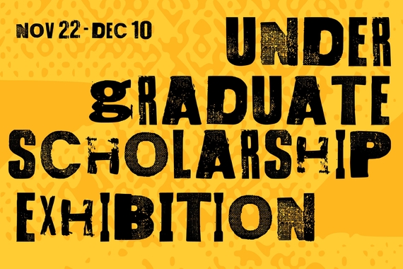 Graphic text that in promotion of an exhibition featuring works by student scholarship recipients..