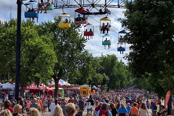 Large crowd of people at the Minnesota state fair grounds in 2016