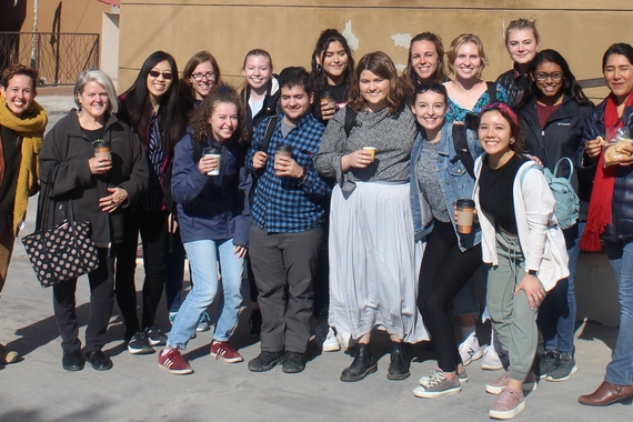 group of undergraduate students at the US Mexico Border