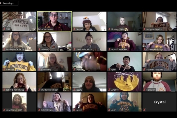 a class on Zoom all wears UofM gear to show school spirit