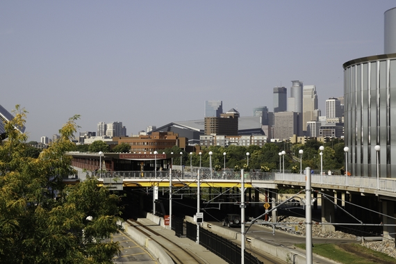 View of downtown Minneapolis from campus