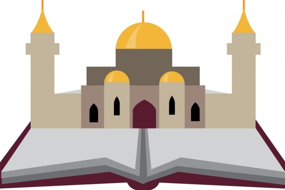 Drawing of Mosque atop an open Book