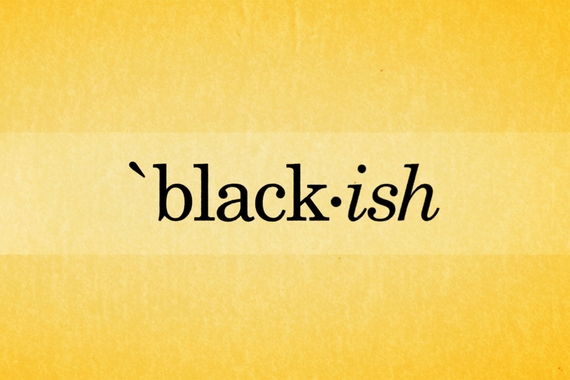 the word "black-ish" typed in black font over a light yellow background