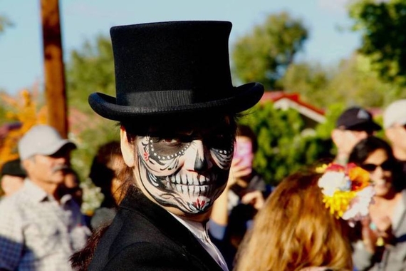 Woman wearing "Day of the Dead" make-up