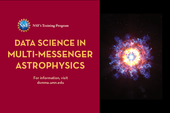 Image of an exploding star next to the text "Data Science in Multi-Messenger Astrophysics"