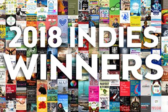 2018 Indie Winners with decorative book cover background