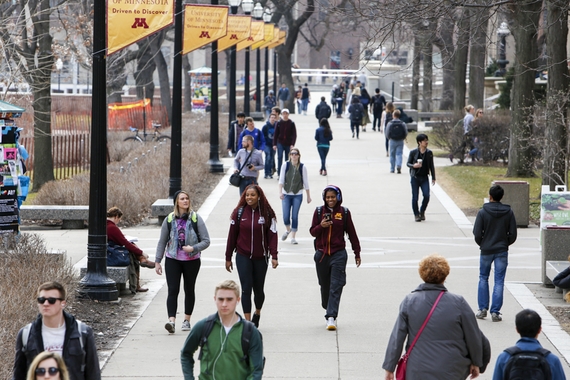 Students walking on Northrop Mall