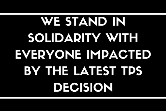 Banner stating that the department stands in solidarity with those affected by the recent TPS decision.