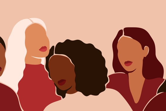Illustration of 4 women with different hair colors and skin colors