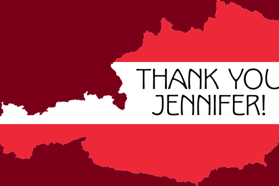 Austrian Map with text "Thank you Jennifer" within