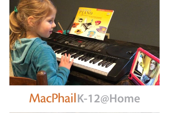 A child taking a virtual music lesson from MacPhail
