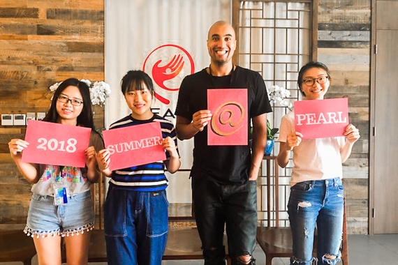Martin Miller with his fellow interns during his summer at Pearl Studio in Shanghai, China. 