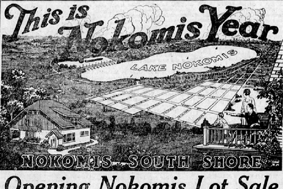 Picture of an old newspaper ad for housing plots near Lake Nokomis in Minneapolis