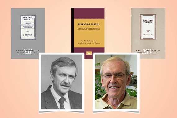 montage of photos of Wade Savage and Minnesota Studies in Philosophy of Science volume covers
