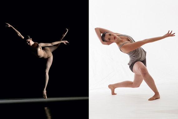 Two photos of English alum Eve Schulte dancing