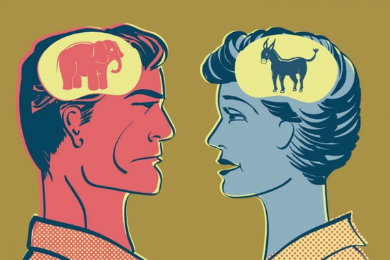 cartoon of a democrat and republican looking at each other