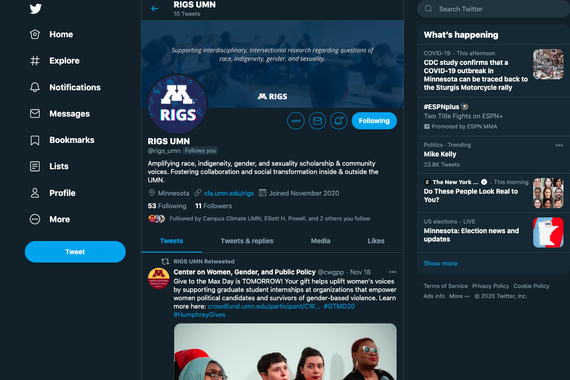 Screenshot of RIGS Twitter page