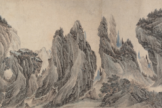 Snowy mountain landscape in the style of traditional Chinese masters