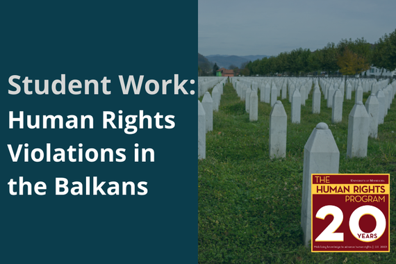 text on blue background that says student work: human rights violations in the balkans