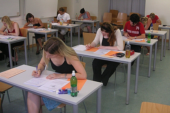 students taking a test