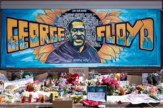The George Floyd mural outside Cup Foods at Chicago Ave and E 38th St in Minneapolis, Minnesota