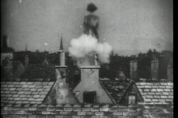In one film, a housemaid is lighting a fire when she spontaneously combusts out of the chimney.