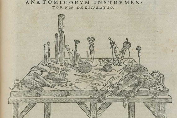 A drawing of 16th-century medical instruments