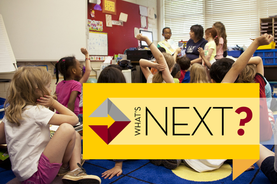 Classroom photo. "What's Next?" graphic