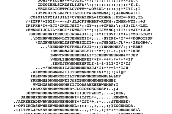 an image of George Washington constructed using lines of code