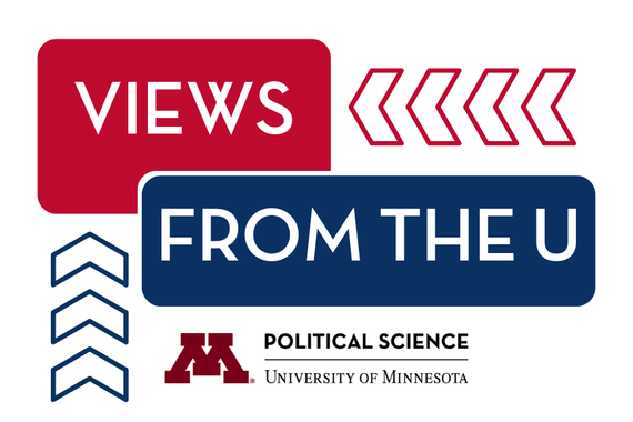 Text reading: "Views from the U" Dept. of Political Science logo.