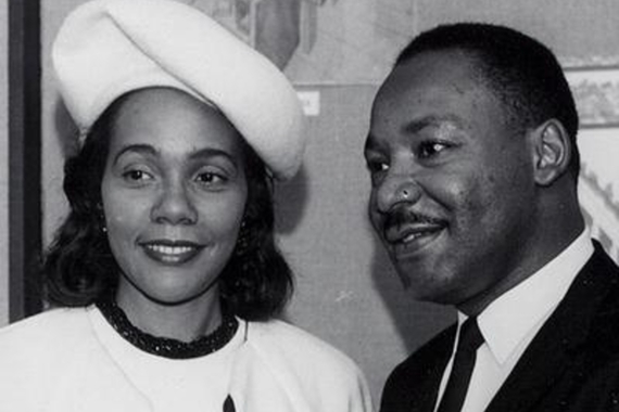 Black and white photo of Coretta Scott King and Rev. Dr. Martin Luther King, Jr.