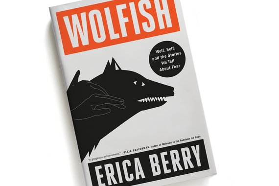 The cover of Wolfish against a white background. The cover has an orange rectangle with white text at the top, a graphic of a wolf in the center, and a black rectangle with white text on the bottom. 
