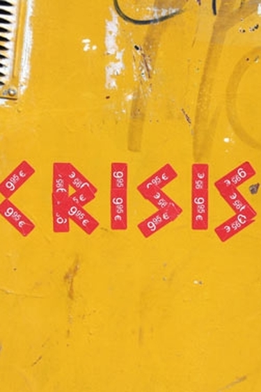 Image with yellow background and the word crisis in red in the center