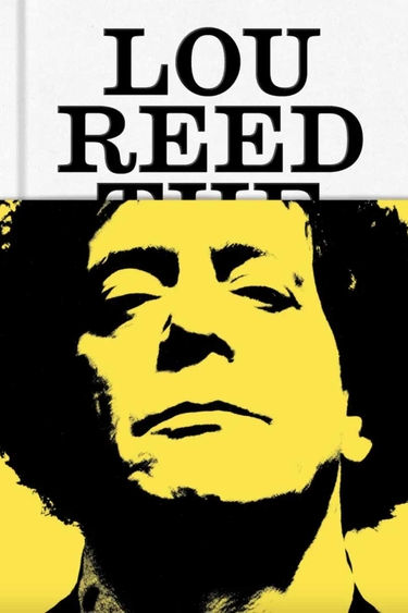 Book cover with white at top and black text Lou Reed and at bottom yellow and black image of person with short dark hair