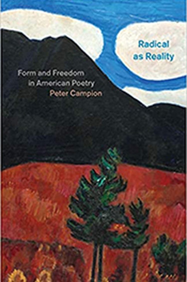 Cover image of Radical as Reality with text over painting of three evergreen trees in front of red-orange field against black mountain and blue sky with white oval clouds