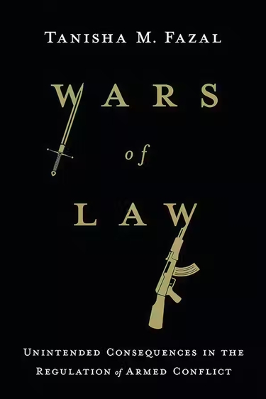 Cover of the book with the author's name at the top on a black background. The title of the book is written in large font in the center of the cover. The 'w' in "Wars" features a sword and the 'w' in "Law" features a automatic rifle. The subtitle of the book is written in smaller letters at the bottom of the cover. 