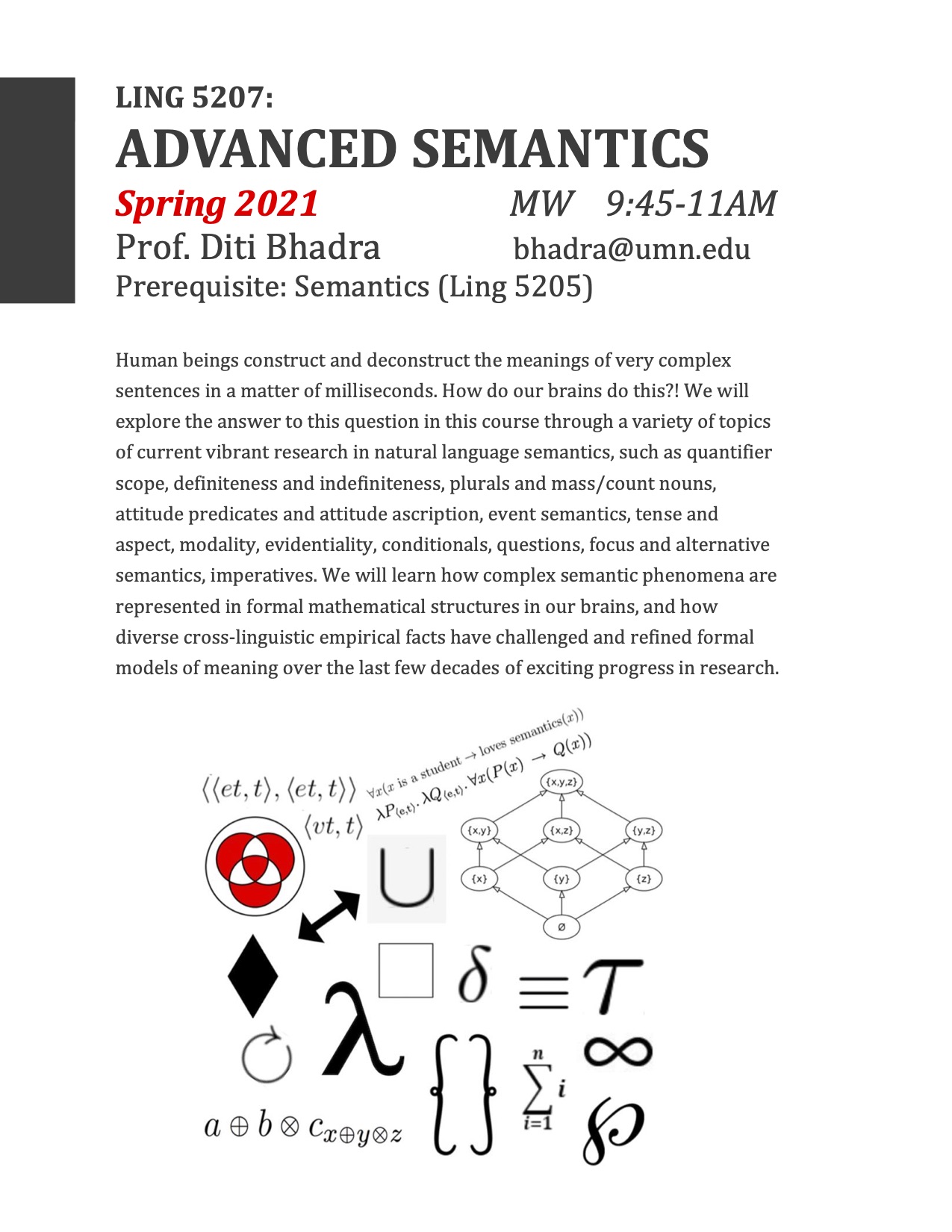 Flyer for LING 5207: Advanced Semantics