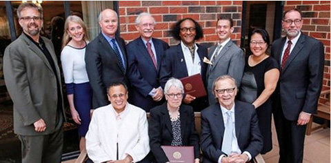 Image of alum Jerr Boschee with other 2018 CLA Outstanding Alumni awardees