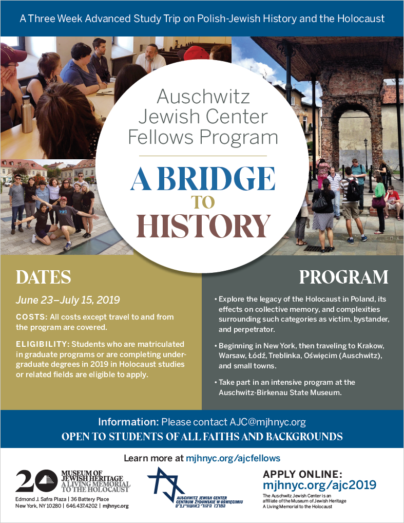 AJC Fellowship Poster for A Bridge To History, 2019 Fellowship