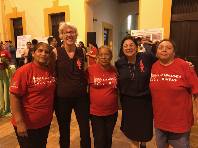 HRP Director Barbara Frey, shown here with members of the families of the disappeared in Nuevo Leon, and Sister Consuelo Morales.