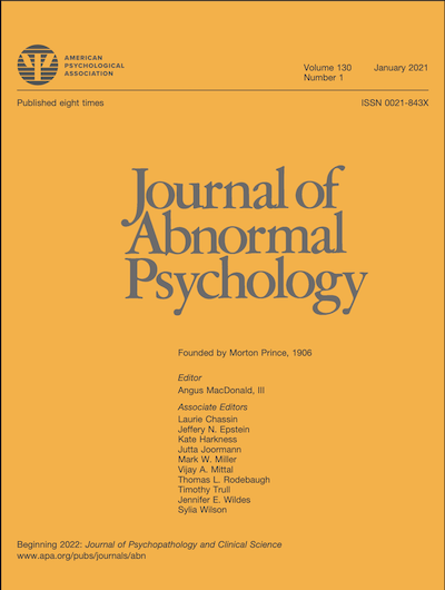 Cover of the Journal of Abnormal Psychology